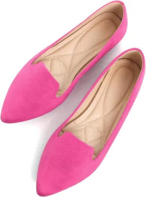 SAILING LU Women Pointed Toe Ballets Flats Faux Suede Comfortable Soft Ballet Walking Shoes Dressy Slip-on Ballerina Shoes