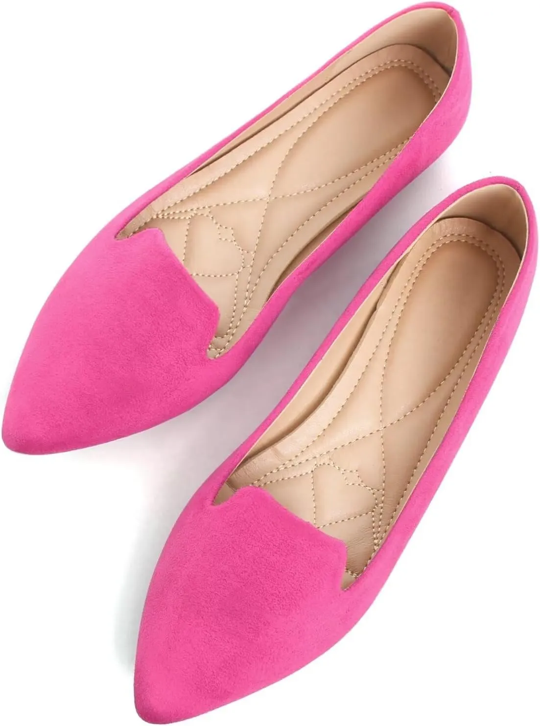 SAILING LU Women Pointed Toe Ballets Flats Faux Suede Comfortable Soft Ballet Walking Shoes Dressy Slip-on Ballerina Shoes