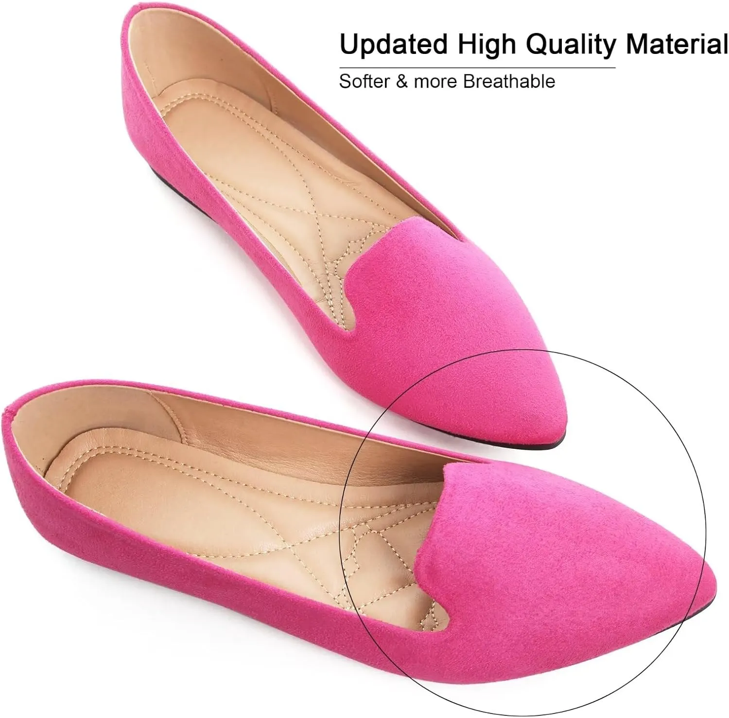 SAILING LU Women Pointed Toe Ballets Flats Faux Suede Comfortable Soft Ballet Walking Shoes Dressy Slip-on Ballerina Shoes
