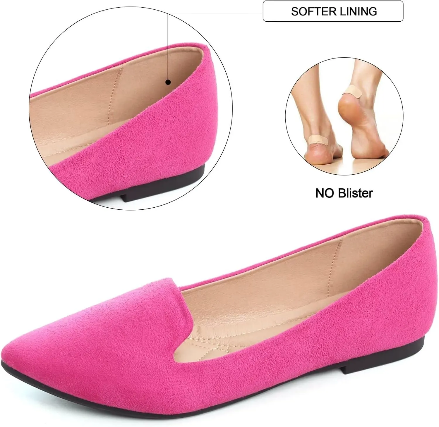SAILING LU Women Pointed Toe Ballets Flats Faux Suede Comfortable Soft Ballet Walking Shoes Dressy Slip-on Ballerina Shoes
