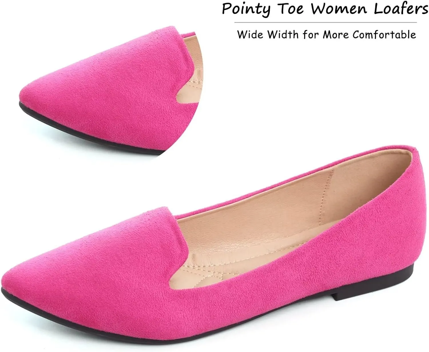 SAILING LU Women Pointed Toe Ballets Flats Faux Suede Comfortable Soft Ballet Walking Shoes Dressy Slip-on Ballerina Shoes