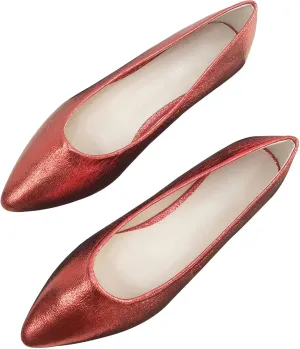 SAILING LU Women's Ballet Flats Black PU Leather Dress Shoes Rhinestone Wedding Glitter Comfortable Pointed Toe Slip on Loafers
