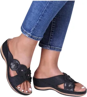 Sandals Women 2023 Summer Fashion Slip on Wedge Sandals Open Toe Platform Slipper Ladies Casual Beach Shoes Slide