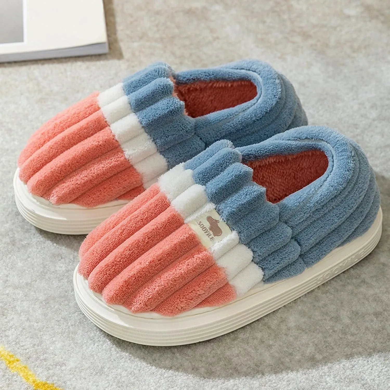 SBGMoSJ Womens Slippers Soft Plush Warm House Shoes Indoor Outdoor Slippers Womens Flip Flop House Shoes Slippers for Men Wide Width Christmas Gifts for Mom Gifts for Her 2023