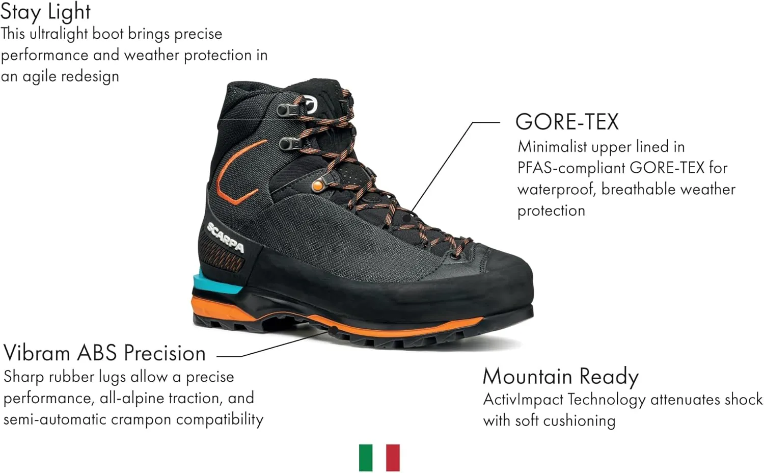 SCARPA Men's Zodiac Tech LT GTX Waterproof Gore-Tex Hiking, Trekking, & Mountaineering Boots
