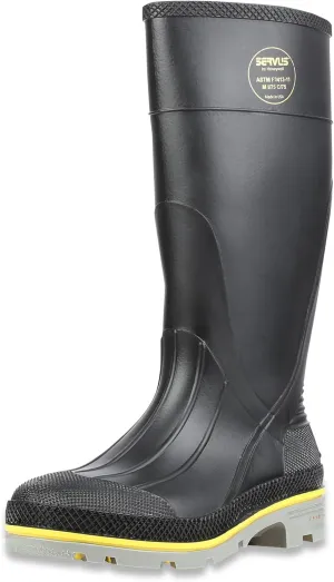 Servus XTP 15" PVC Chemical-Resistant Steel Toe Men's Work Boots, Black, Yellow & Gray, 11