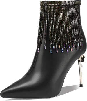 Sexy Dress Stiletto Booties for Women Pointed Toe Ankle Boots