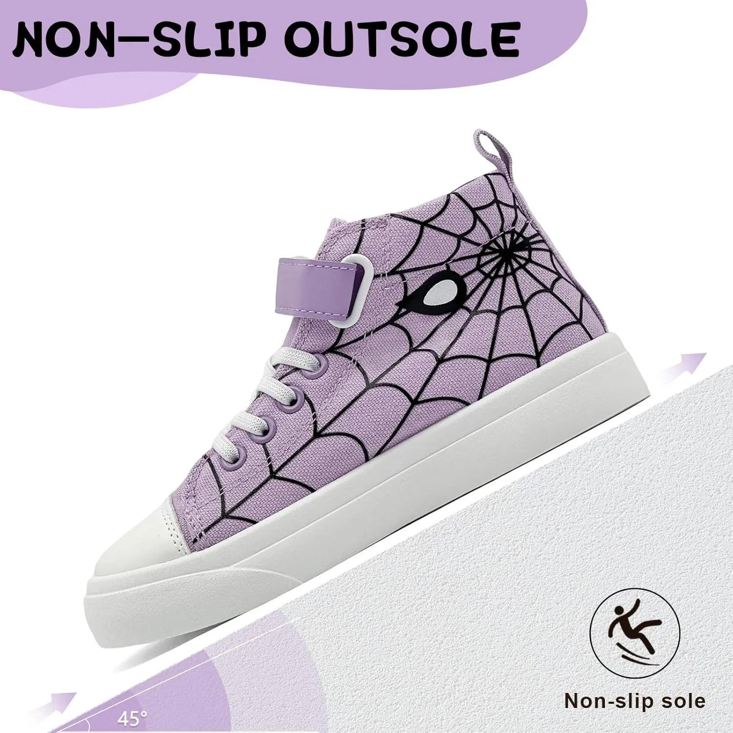 Sharllen Kid Canvas High Top Spider Sneakers Classic Adjustable Strap Lace up Shoes for Boys Girls Casual Tennis Kids Athletic Basketball Running Walking Shoes