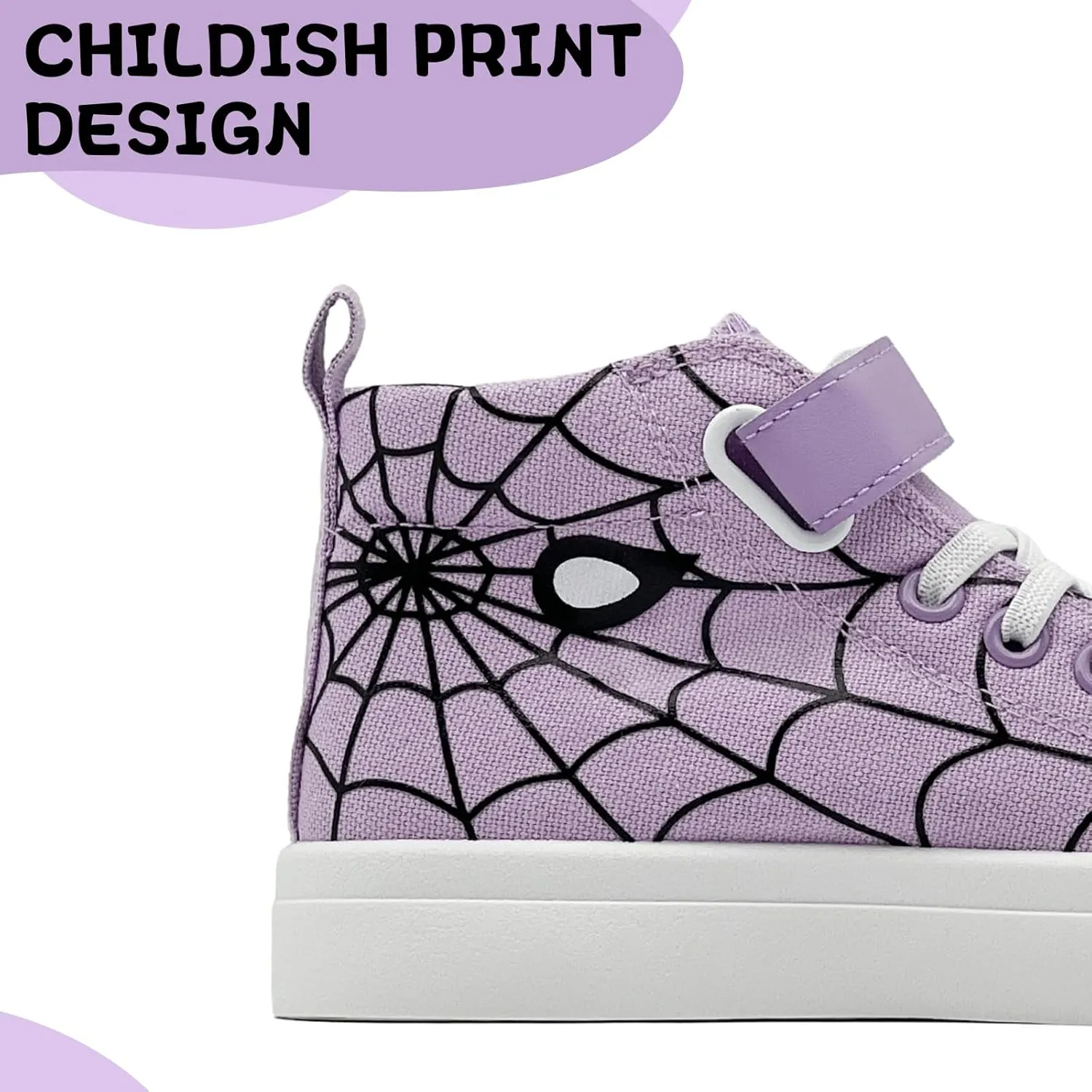 Sharllen Kid Canvas High Top Spider Sneakers Classic Adjustable Strap Lace up Shoes for Boys Girls Casual Tennis Kids Athletic Basketball Running Walking Shoes