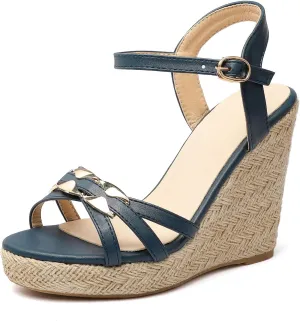 SHEMEE Women's Peep Toe Wedge Heels Sandals Stylish Platform High Heeled Sandals