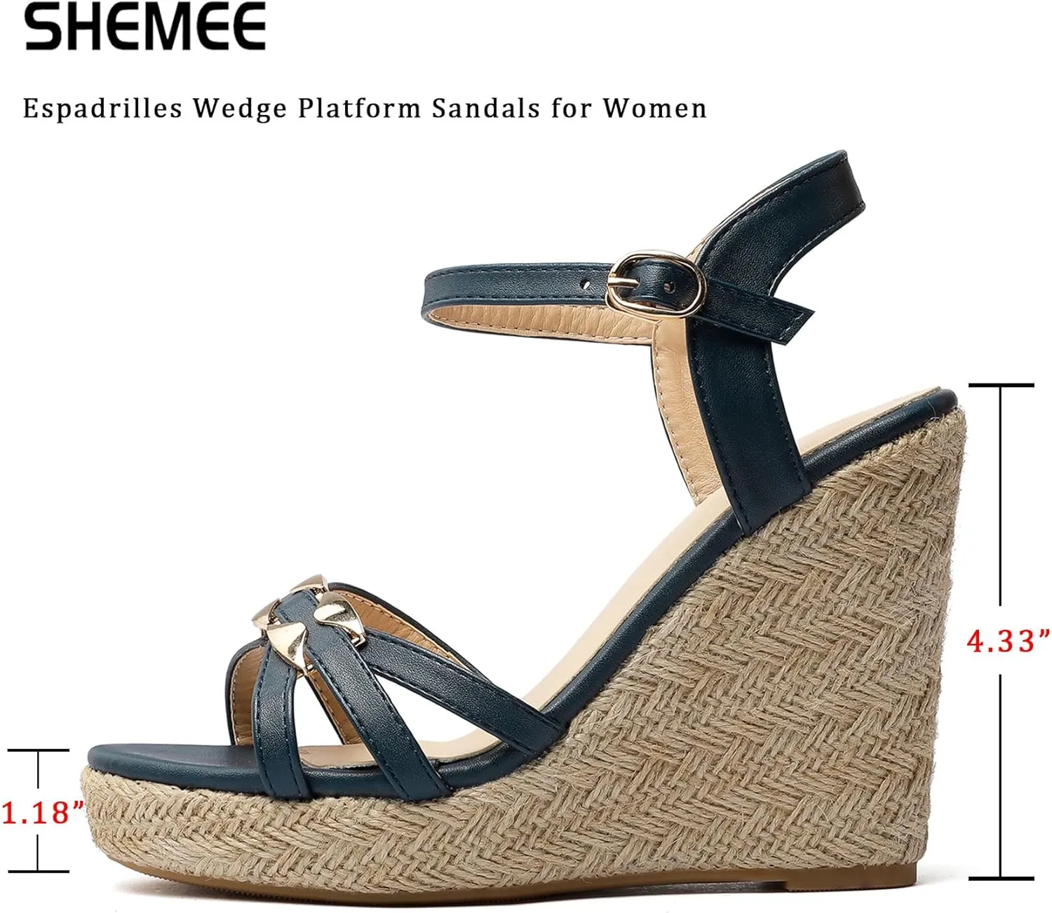SHEMEE Women's Peep Toe Wedge Heels Sandals Stylish Platform High Heeled Sandals