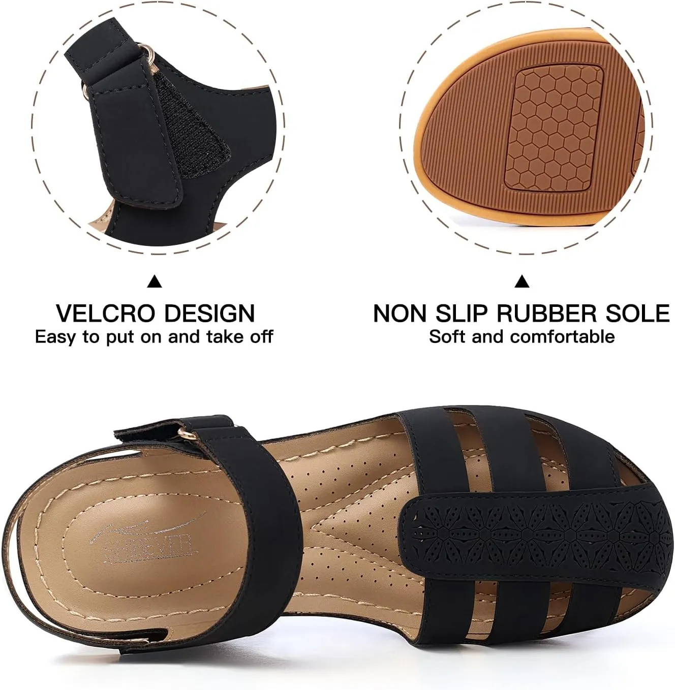 SHIBEVER Closed Toe Sandals Women: Summer Dressy Wedge Sandal - Fisherman Comfortable Hollow Out Sandals