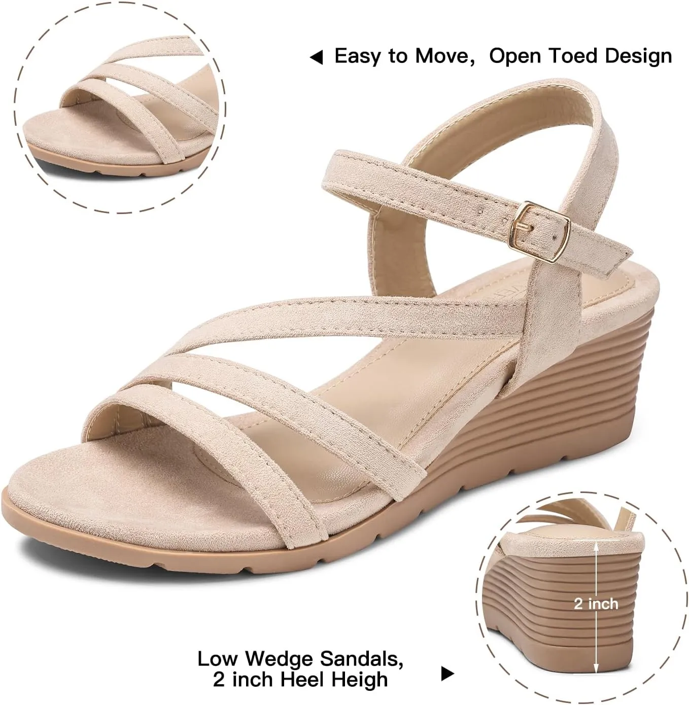 SHIBEVER Wedge Sandals for Women Dressy: Summer Low Wedges Womens Comfortable Open Toe Sandal