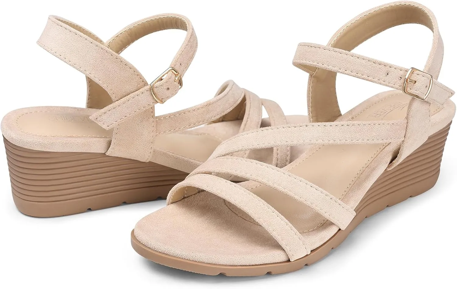 SHIBEVER Wedge Sandals for Women Dressy: Summer Low Wedges Womens Comfortable Open Toe Sandal