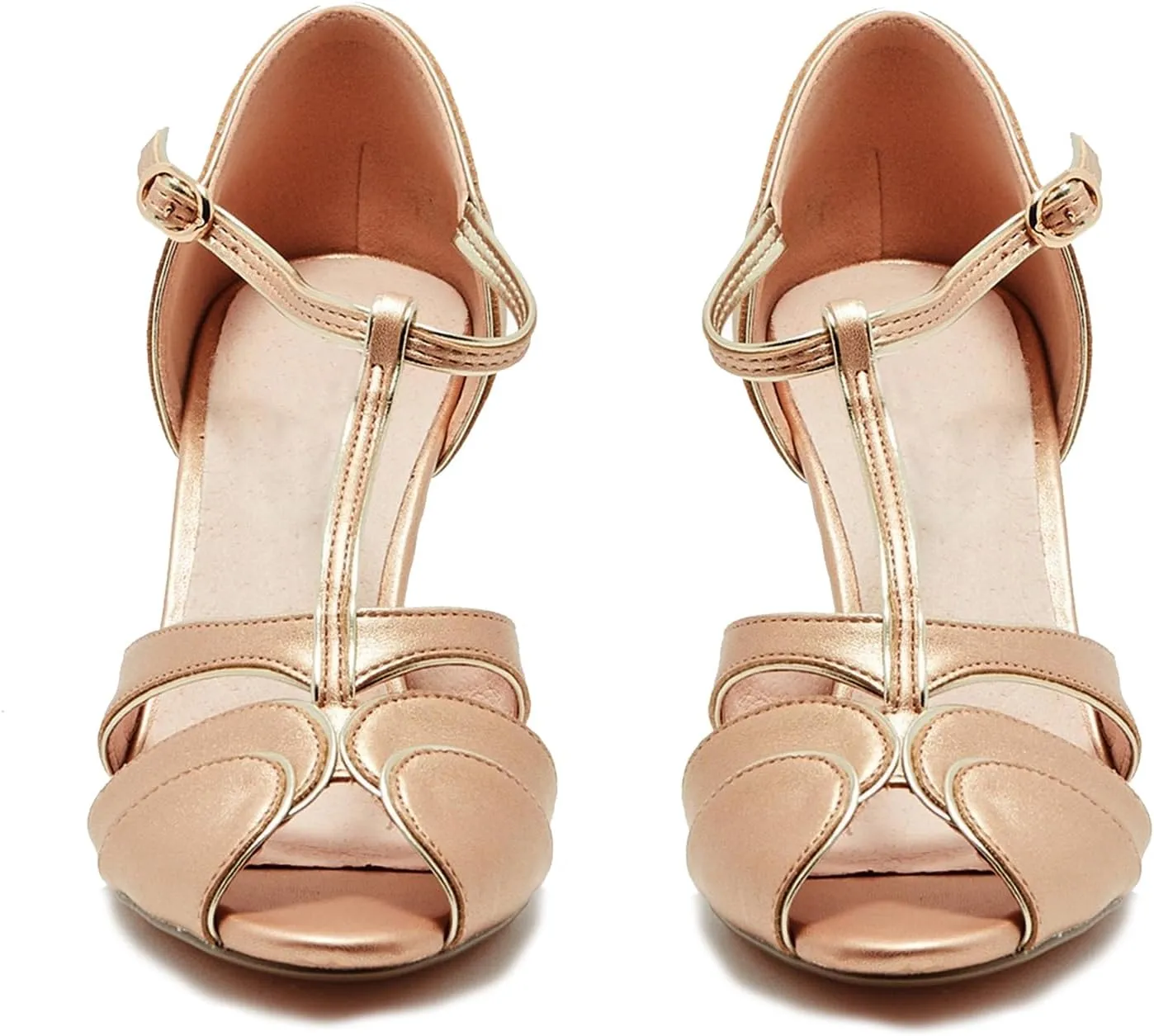 SHODENSE Women Round Open Toe Heeled Sandals Ankle T-Strap Kitten Heel Pumps Cut Out 2" Low Chunky Heel Sandal Shoes Dressy Strappy Buckle Mary Jane Heels Retro Elegant Wedding 4-11 M US