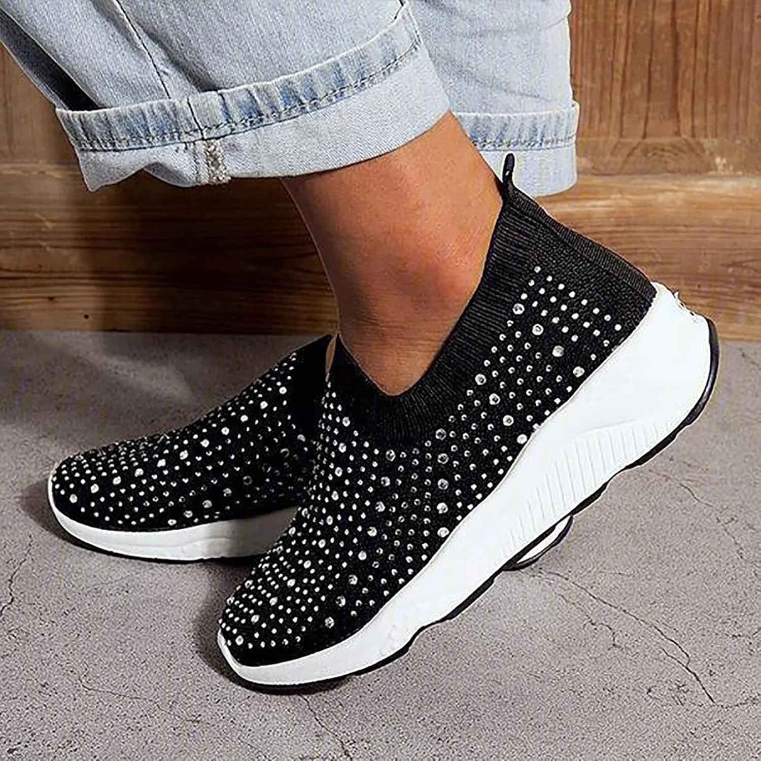 Silver Platform Wedge Sneakers for Women Womens Non Slip Wide Toe Work Shoes Restaurant Gym Shoes Women Black Womens Fashion Sneakers Black Wedge Zapatos De Vestir para Mujer Con Juanetes