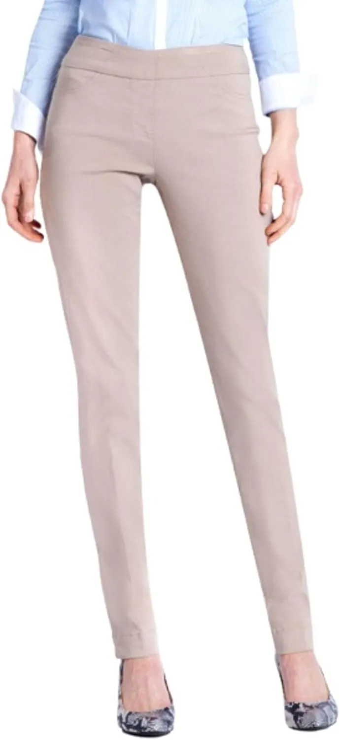 SLIM-SATION Women's Wide Band Regular Length Pull-on Straight Leg Pant with Tummy Control