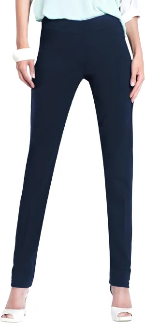 SLIM-SATION Women's Wide Band Regular Length Pull-on Straight Leg Pant with Tummy Control