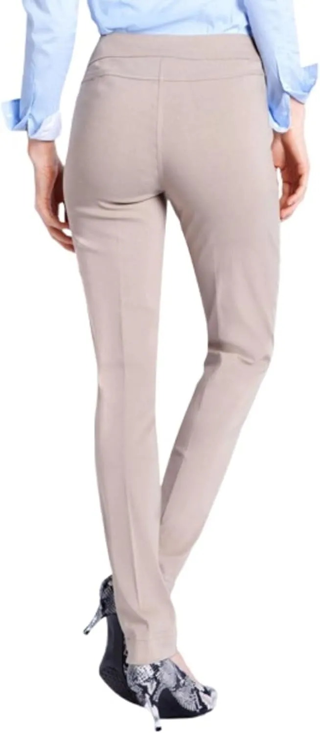 SLIM-SATION Women's Wide Band Regular Length Pull-on Straight Leg Pant with Tummy Control