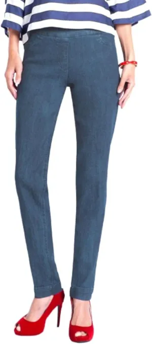 SLIM-SATION Women's Wide Band Regular Length Pull-on Straight Leg Pant with Tummy Control