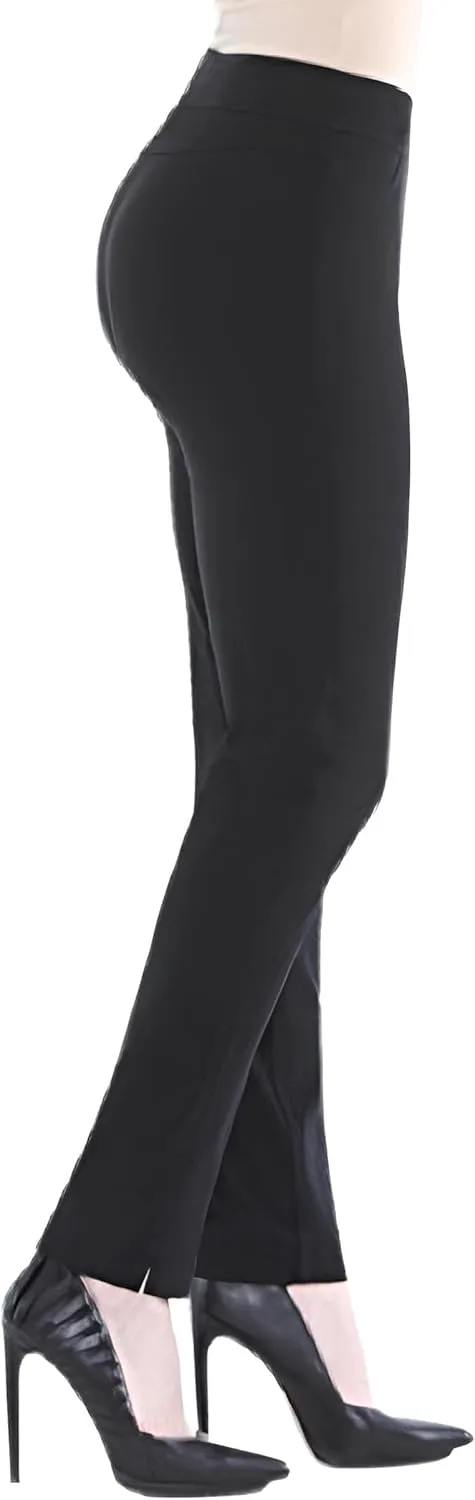 SLIM-SATION Women's Wide Band Regular Length Pull-on Straight Leg Pant with Tummy Control