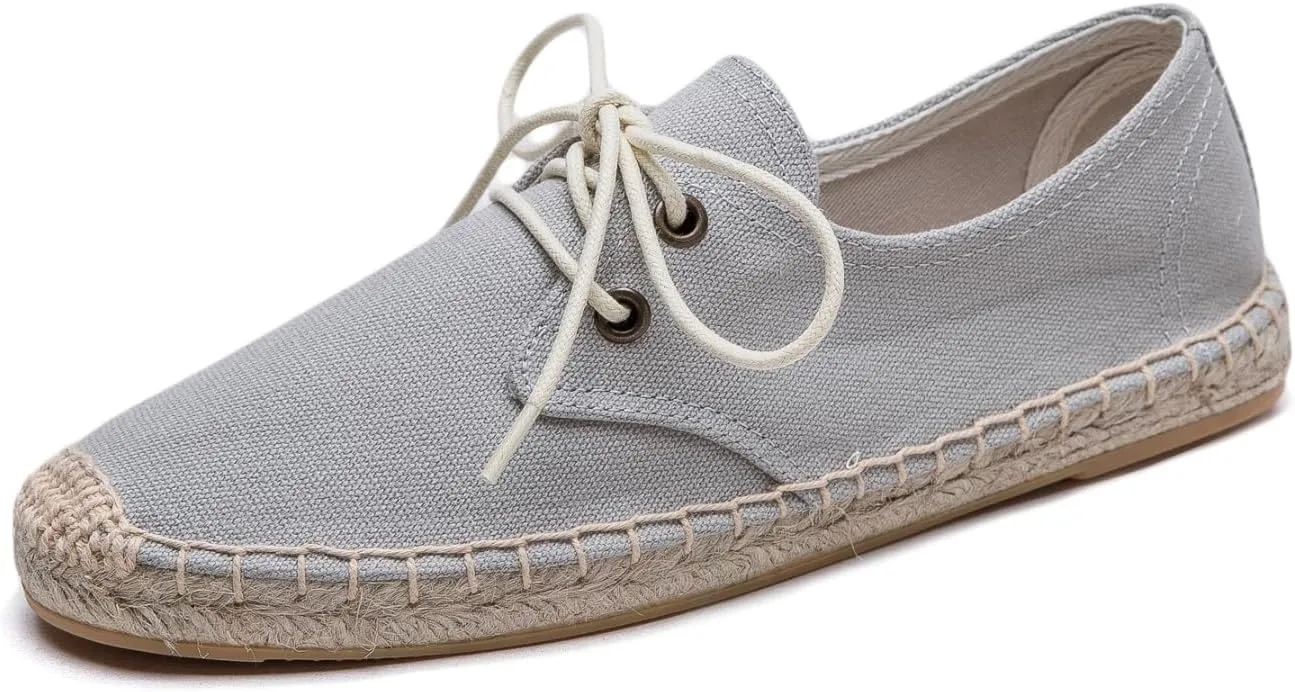 Slip On Sneakers Espadrilles for Women Canvas Flat Lace Up Summer Spring Fall Casual Loafers