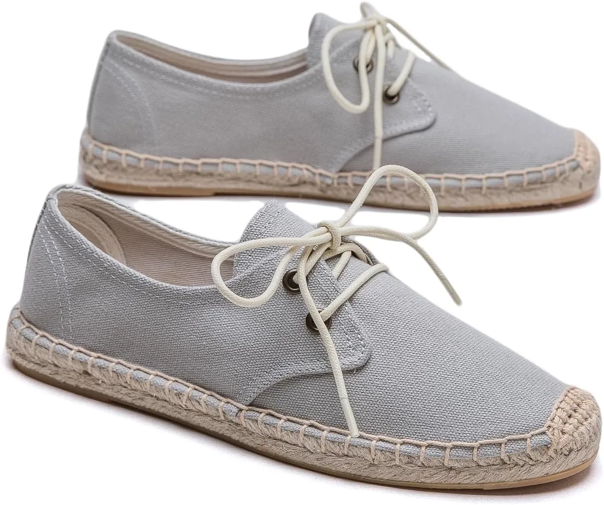 Slip On Sneakers Espadrilles for Women Canvas Flat Lace Up Summer Spring Fall Casual Loafers