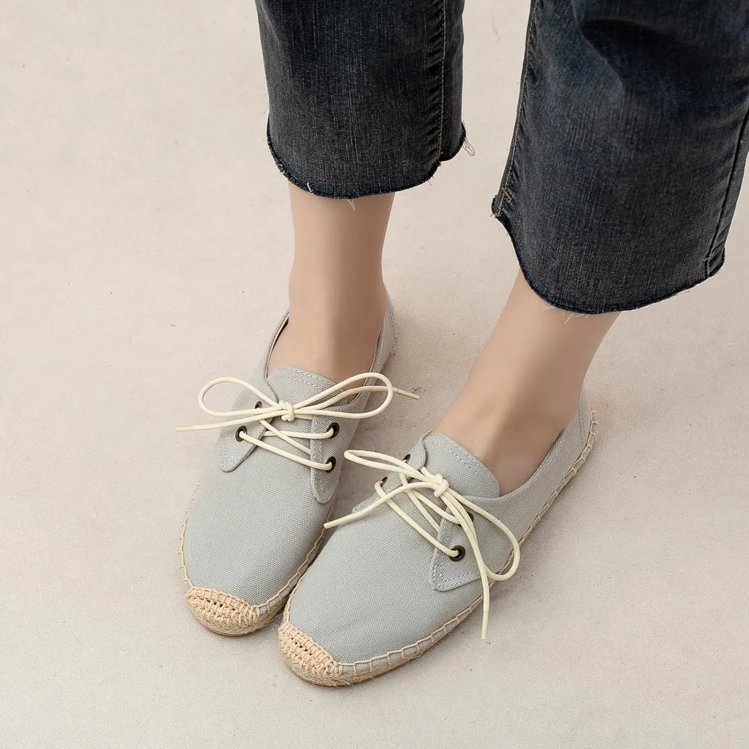 Slip On Sneakers Espadrilles for Women Canvas Flat Lace Up Summer Spring Fall Casual Loafers
