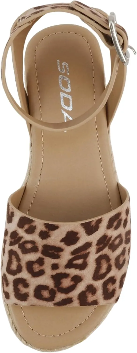 SODA Clip Womens Casual Espadrilles Trim Flatform Studded Wedge