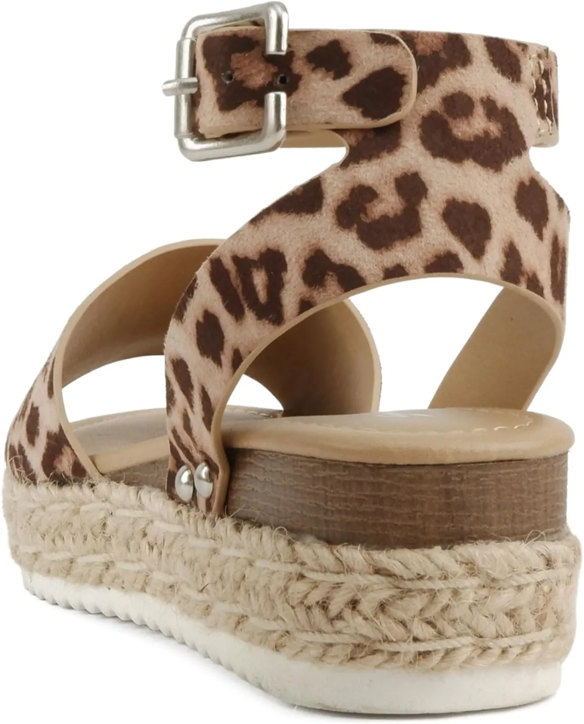 SODA Clip Womens Casual Espadrilles Trim Flatform Studded Wedge