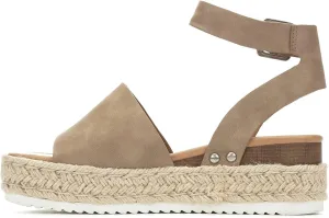 SODA Clip Womens Casual Espadrilles Trim Flatform Studded Wedge