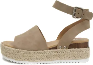 Soda Women's Topic Open Toe Ankle Strap Espadrille Sanda (DK-NAT, Numeric_9)