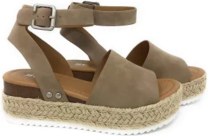 Soda Women's Topic Open Toe Buckle Ankle Strap Espadrille Synthetic sandals (NATURAL NUBUCK, numeric_6)