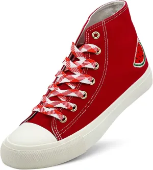 soofylia High Top Canvas Sneakers for Women Classic Lace Up Canvas Shoes Casual Tennis Comfortable Fashion Walking Shoes
