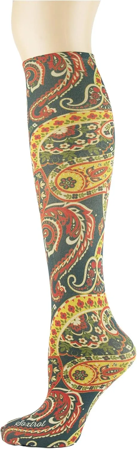 Sox Trot Women's 3 Pairs Knee High Trouser Socks, Classy and Colorful Printed Patterns, Silky Smooth Material