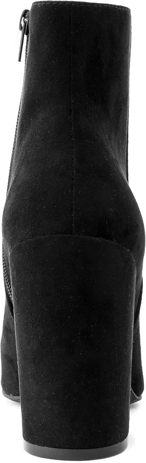 Sugar Women's Winter Chelsea Booties - Chunky High Heel, Pointed Toe, Fashion Ankle Boots-Evvie