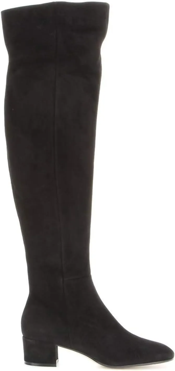 THESHY Women's Suede Over The Knee Boots Round Toe Chunky Heel Thigh High Boot Winter Comfort Wide Calf Tall Bootie Fashion Dress Shoes