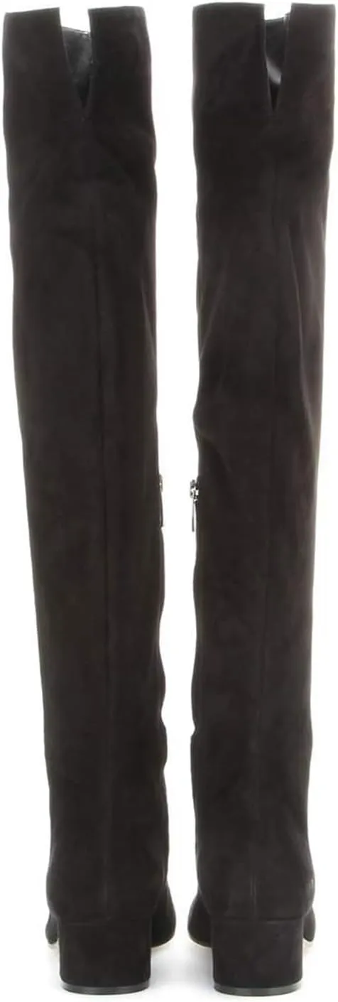 THESHY Women's Suede Over The Knee Boots Round Toe Chunky Heel Thigh High Boot Winter Comfort Wide Calf Tall Bootie Fashion Dress Shoes