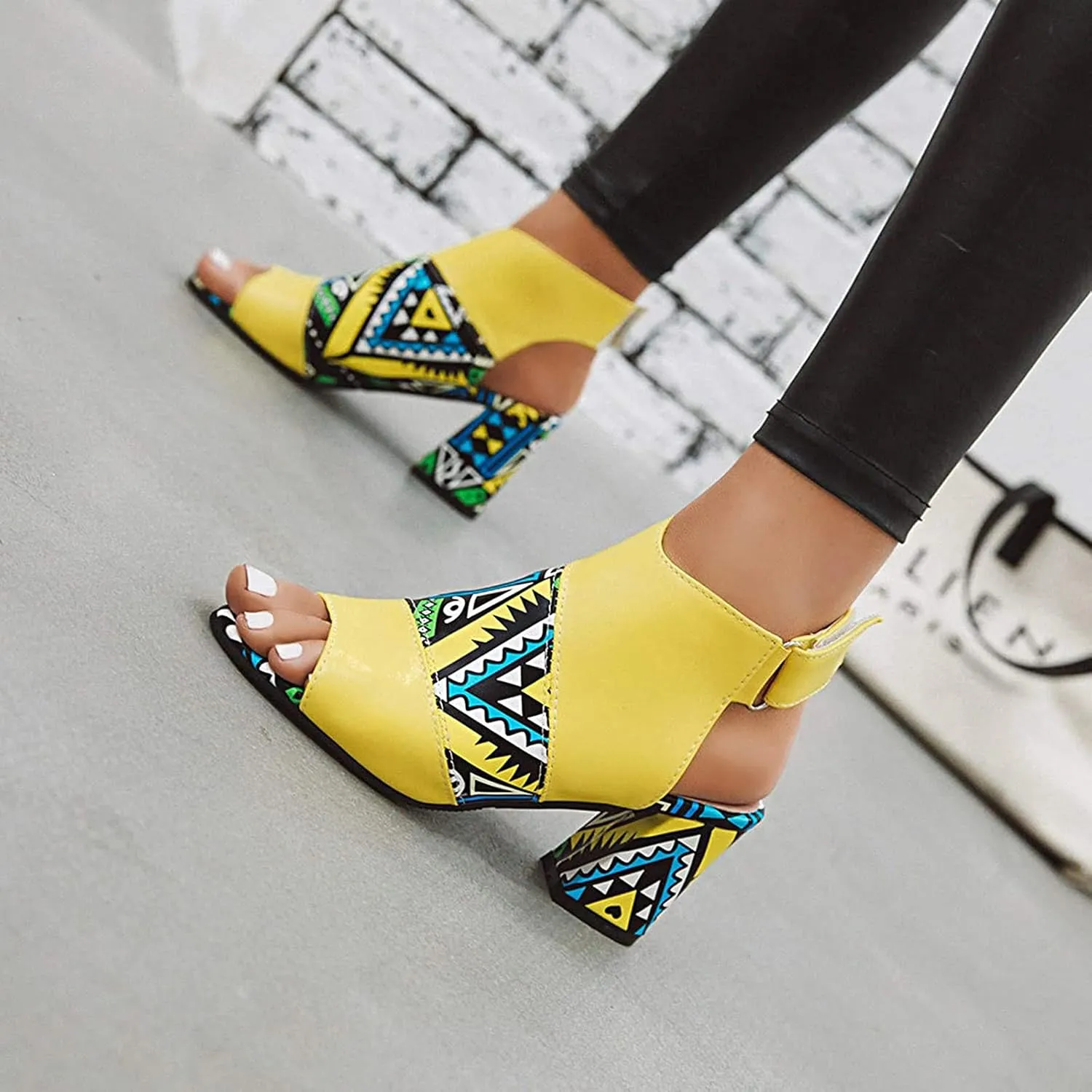 Thick Heel Sandals for Women Trendy Casual Fish Mouth Open Toe Belt Buckle Slingback Chunky High Heel Shoes Comfy Pointed Toe Heeled Sandals