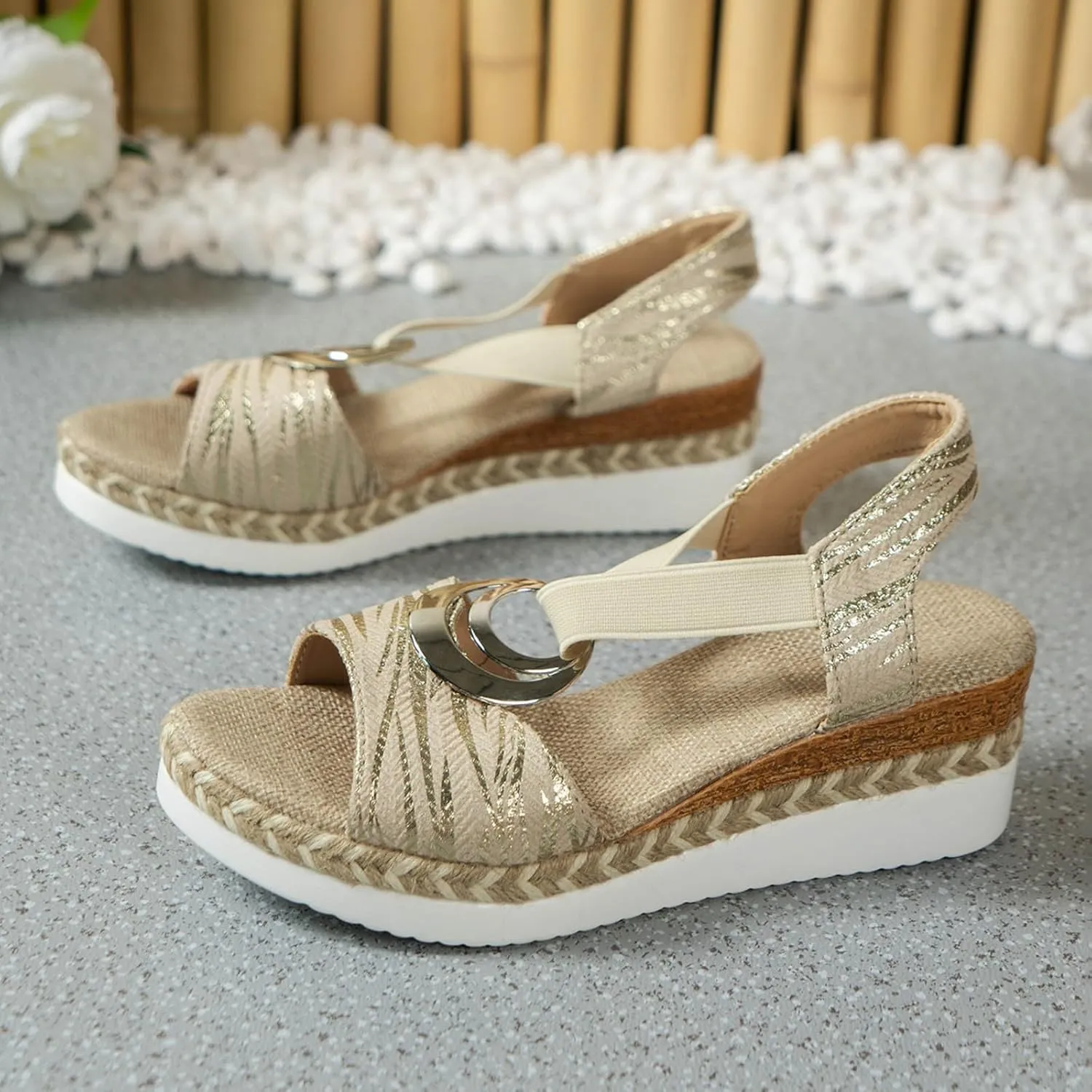 Thick Soled Rope Platform Soled Roman Sandals Women's Casual Thick Soled Sandals Women Women's Sandals Size 8 1/2