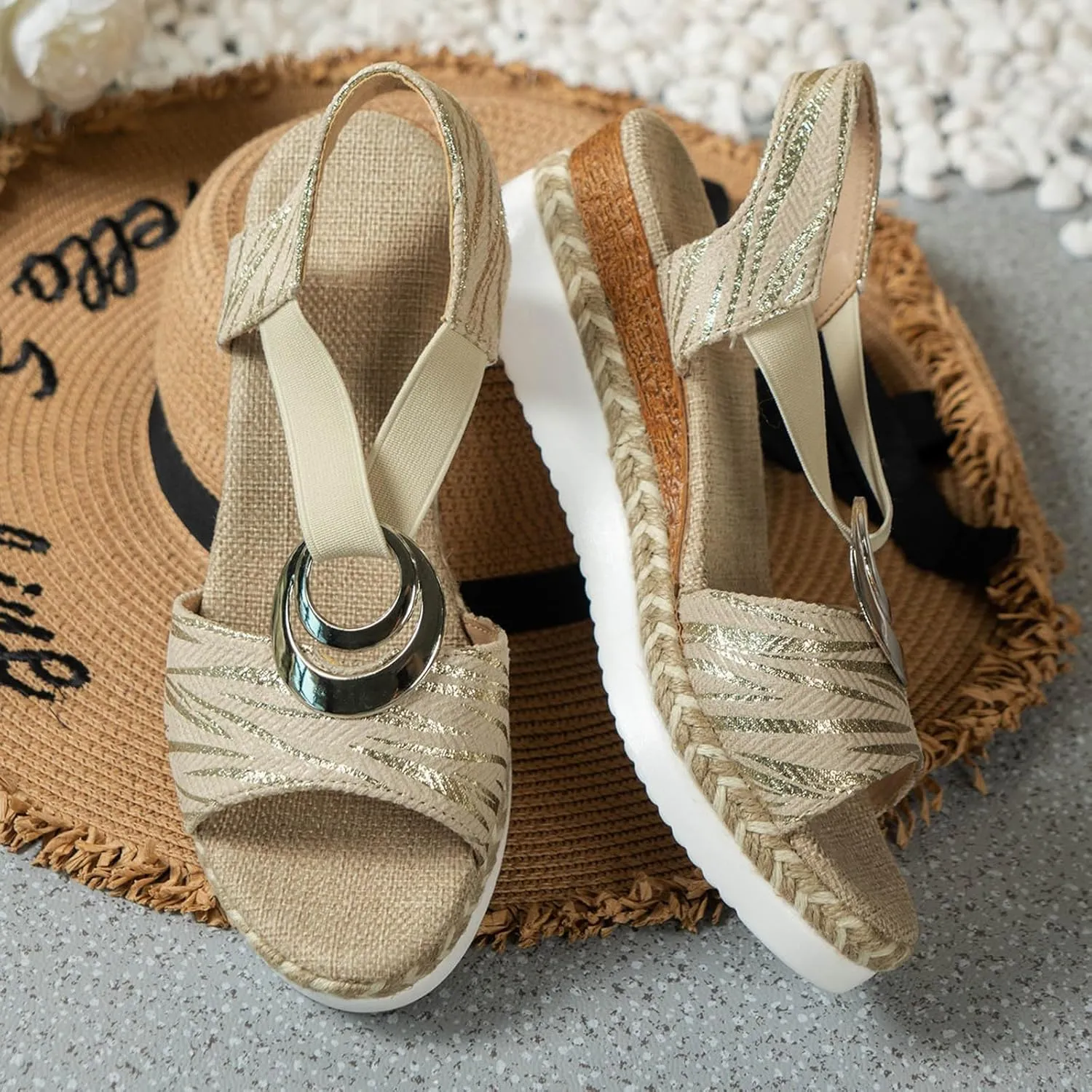 Thick Soled Rope Platform Soled Roman Sandals Women's Casual Thick Soled Sandals Women Women's Sandals Size 8 1/2