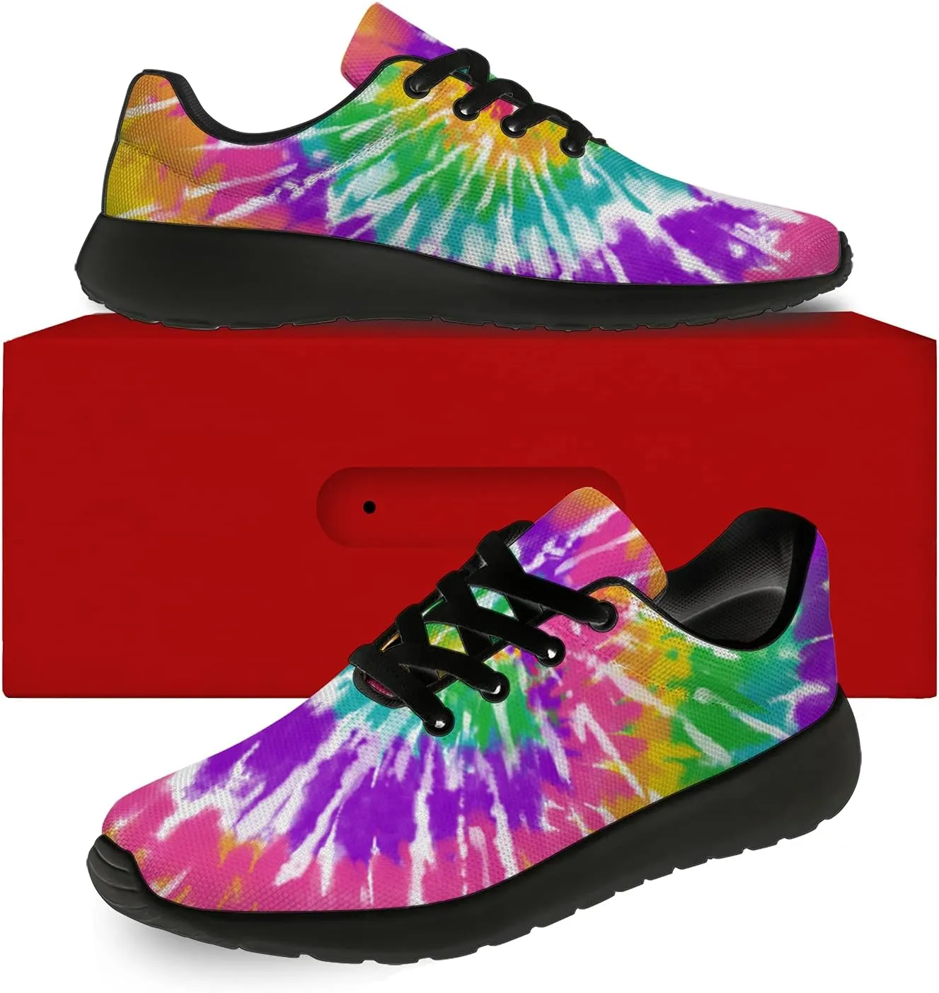 Tie Dye Shoes for Women Men Running Shoes Womens Mens Walking Tennis Sneakers Comfortable Sport Jogging Shoes Gifts