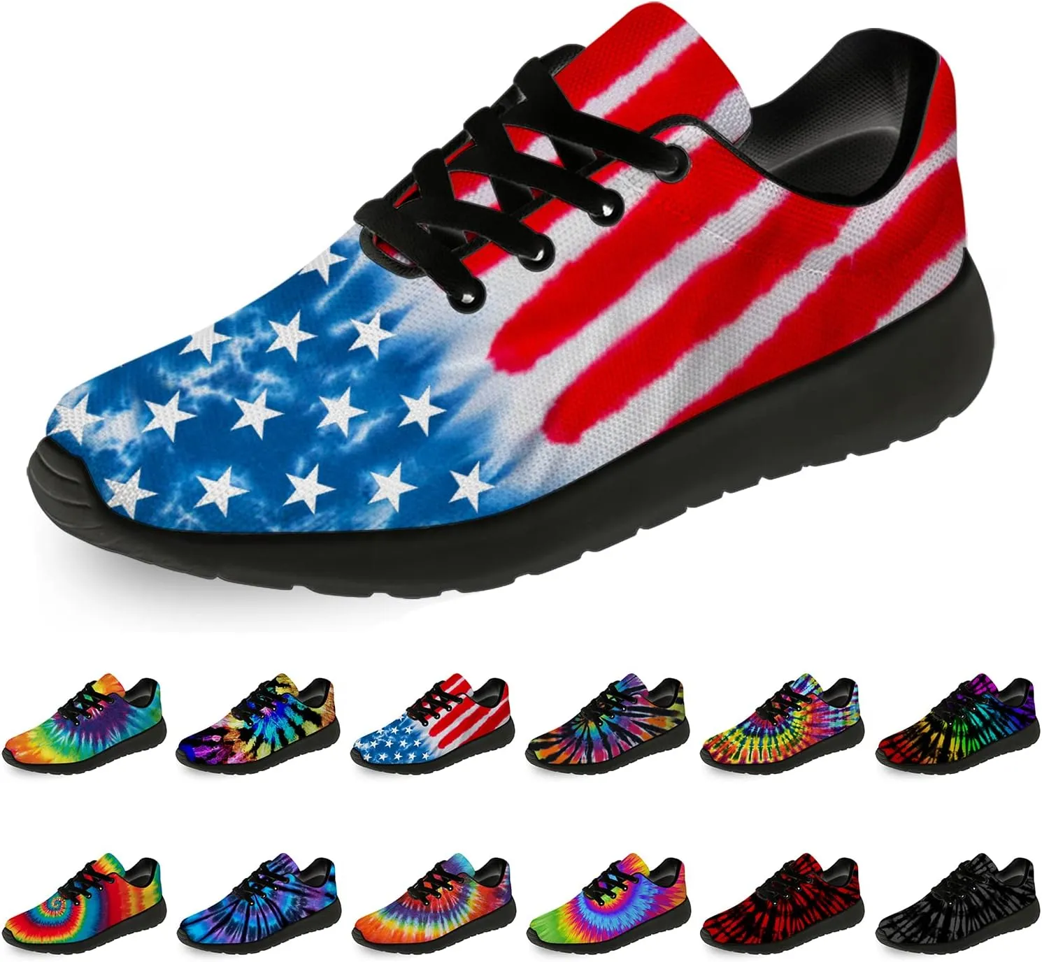 Tie Dye Shoes for Women Men Running Shoes Womens Mens Walking Tennis Sneakers Comfortable Sport Jogging Shoes Gifts