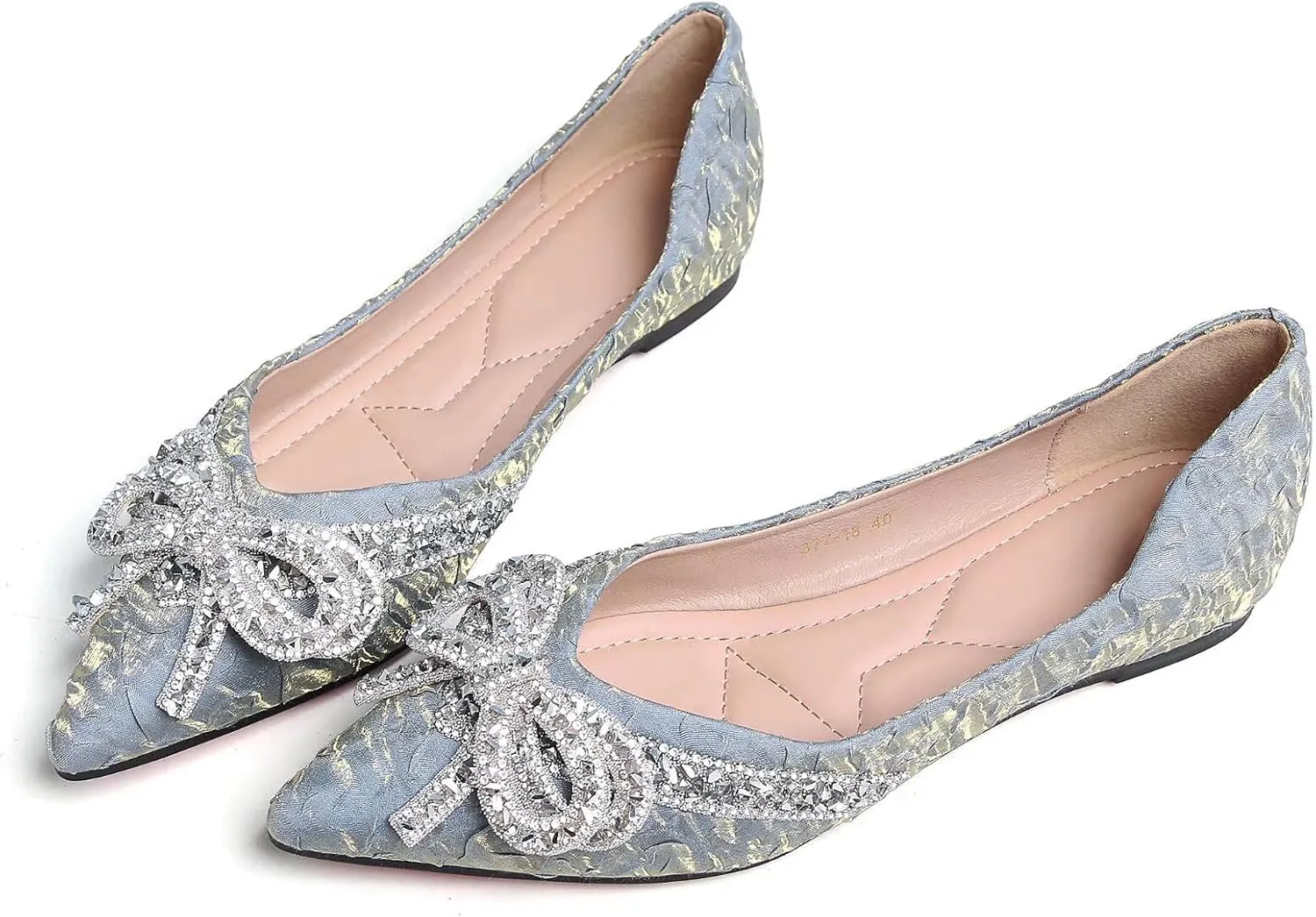 TN TANGNEST Womens Bowknot Ballet Pointed Toe Shiny Dress Shoes Cute Slip On Loafers Comfortable Wedding Flats