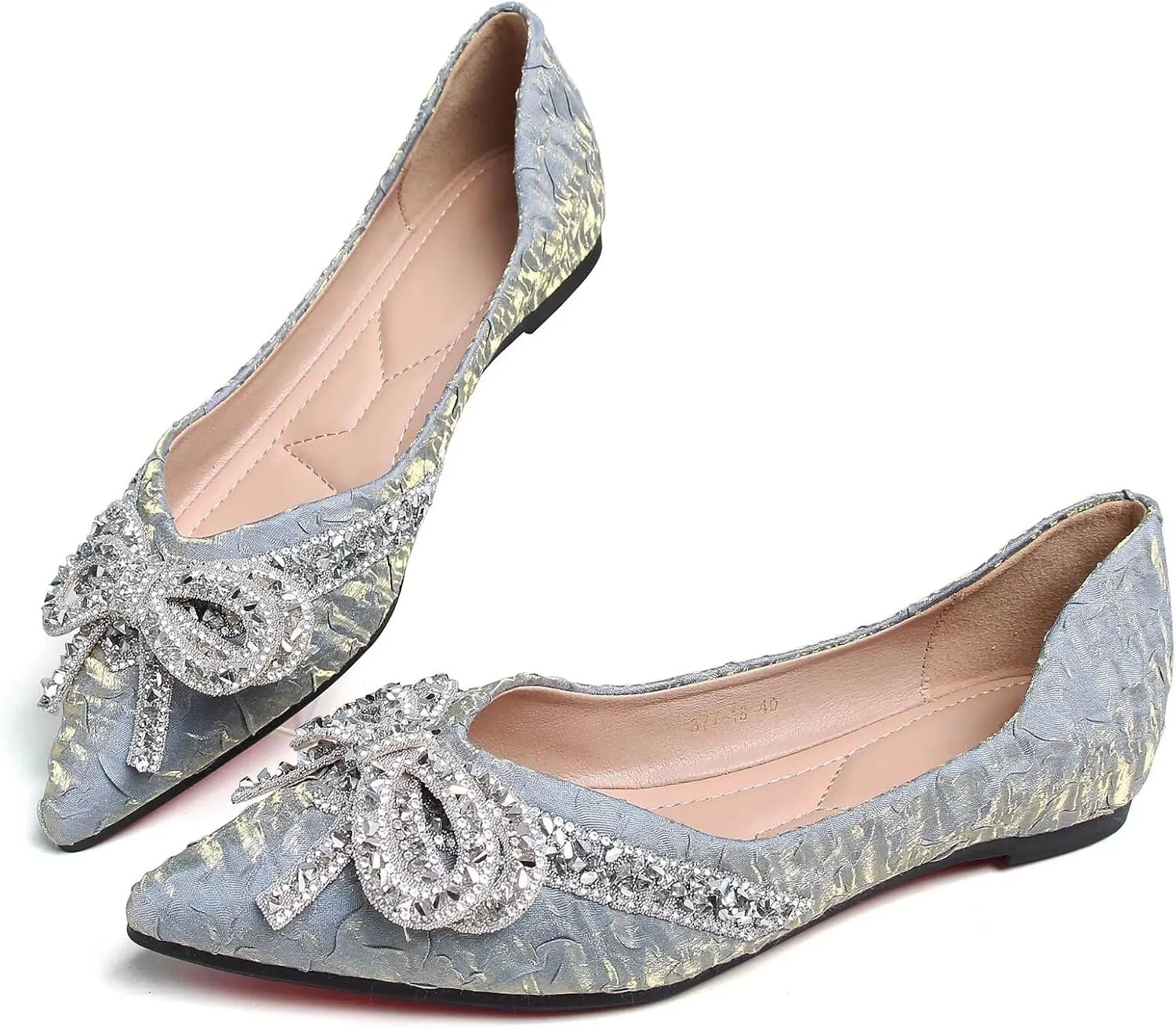 TN TANGNEST Womens Bowknot Ballet Pointed Toe Shiny Dress Shoes Cute Slip On Loafers Comfortable Wedding Flats