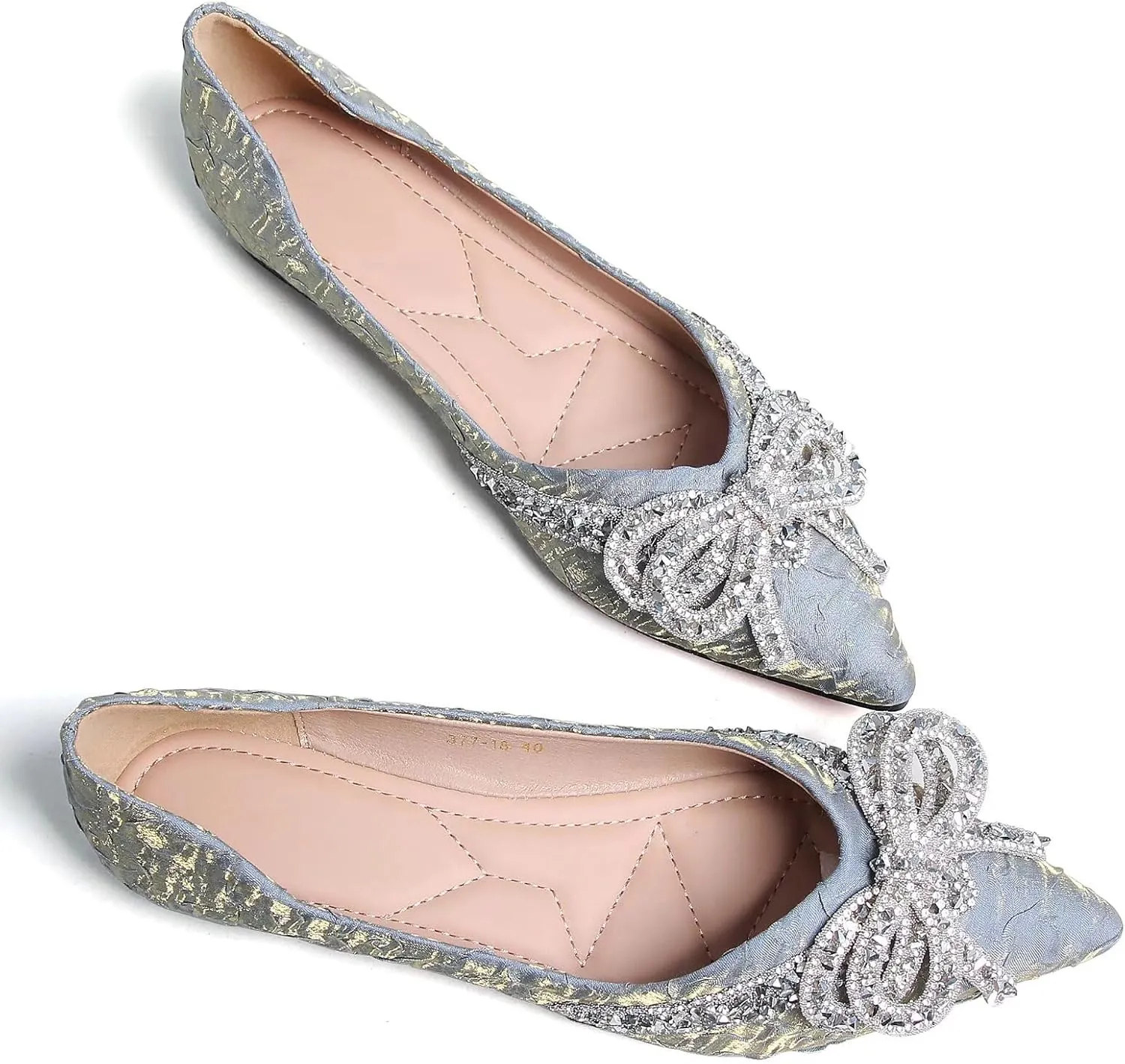 TN TANGNEST Womens Bowknot Ballet Pointed Toe Shiny Dress Shoes Cute Slip On Loafers Comfortable Wedding Flats