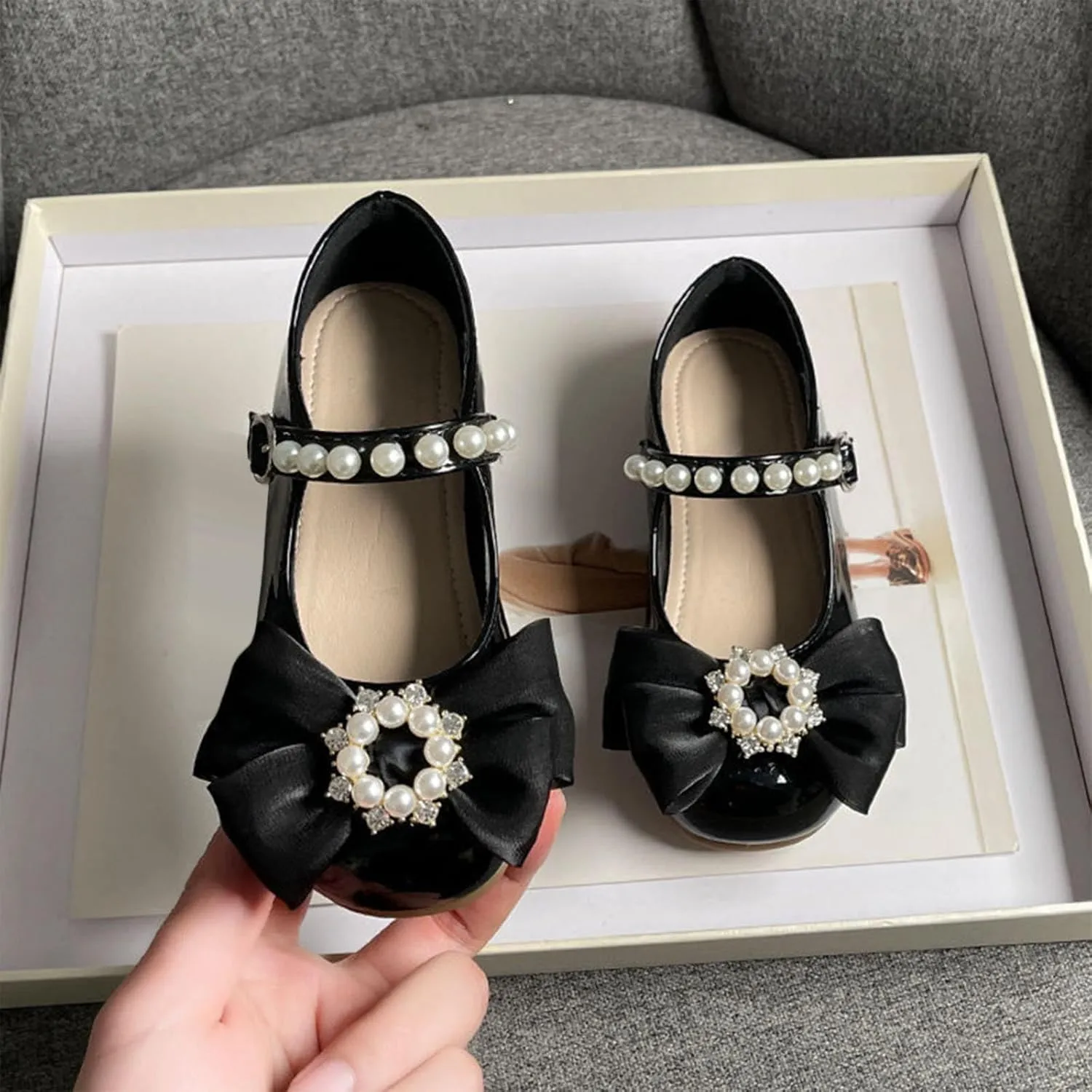 Toddler Girls Mary Jane Ballet Flats Little Girl Dress Shoes for School Party Wedding Prom Uniform