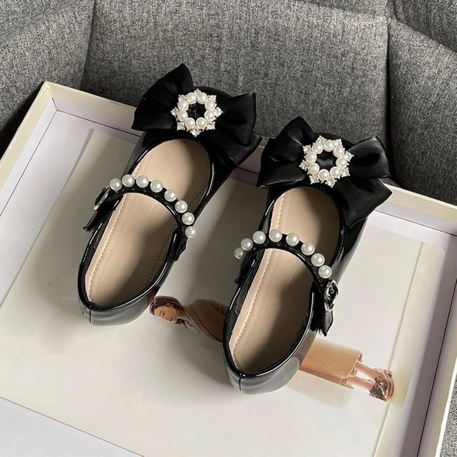 Toddler Girls Mary Jane Ballet Flats Little Girl Dress Shoes for School Party Wedding Prom Uniform