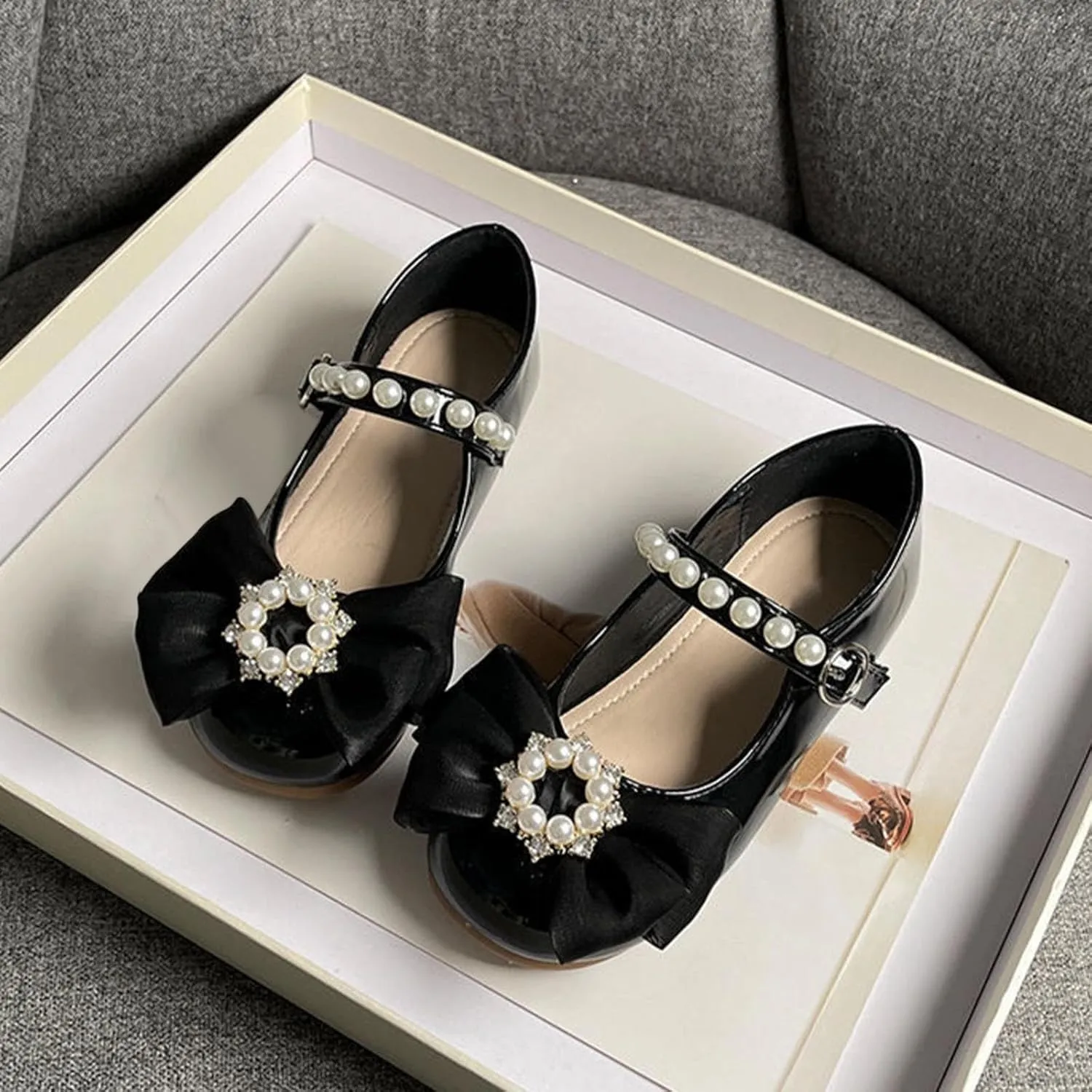 Toddler Girls Mary Jane Ballet Flats Little Girl Dress Shoes for School Party Wedding Prom Uniform