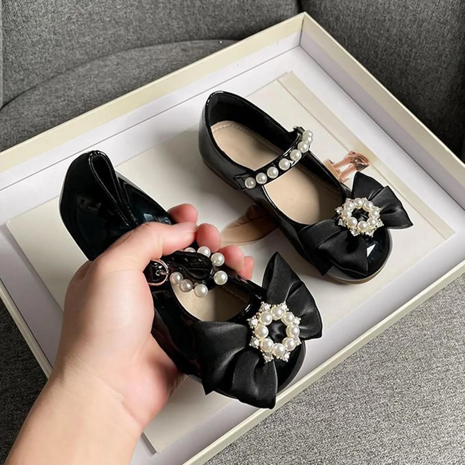 Toddler Girls Mary Jane Ballet Flats Little Girl Dress Shoes for School Party Wedding Prom Uniform